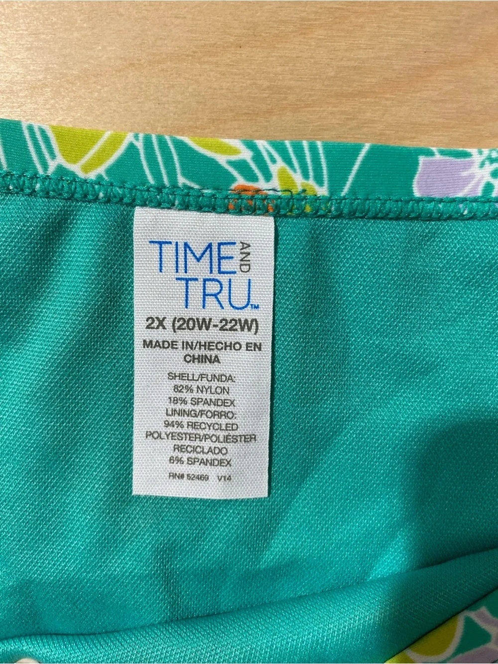 Time and Tru Teal Floral Tie-Side Bikini Bottoms 2X(20 W-22W) (RG)